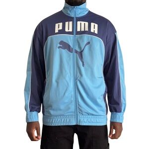 PUMA Men's Light Blue and Navy Windbreaker
